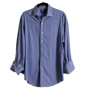 Men’s Polo Ralph Lauren Regent Classic Fit Dress Shirt Size 16-33 Blue Pinstripe